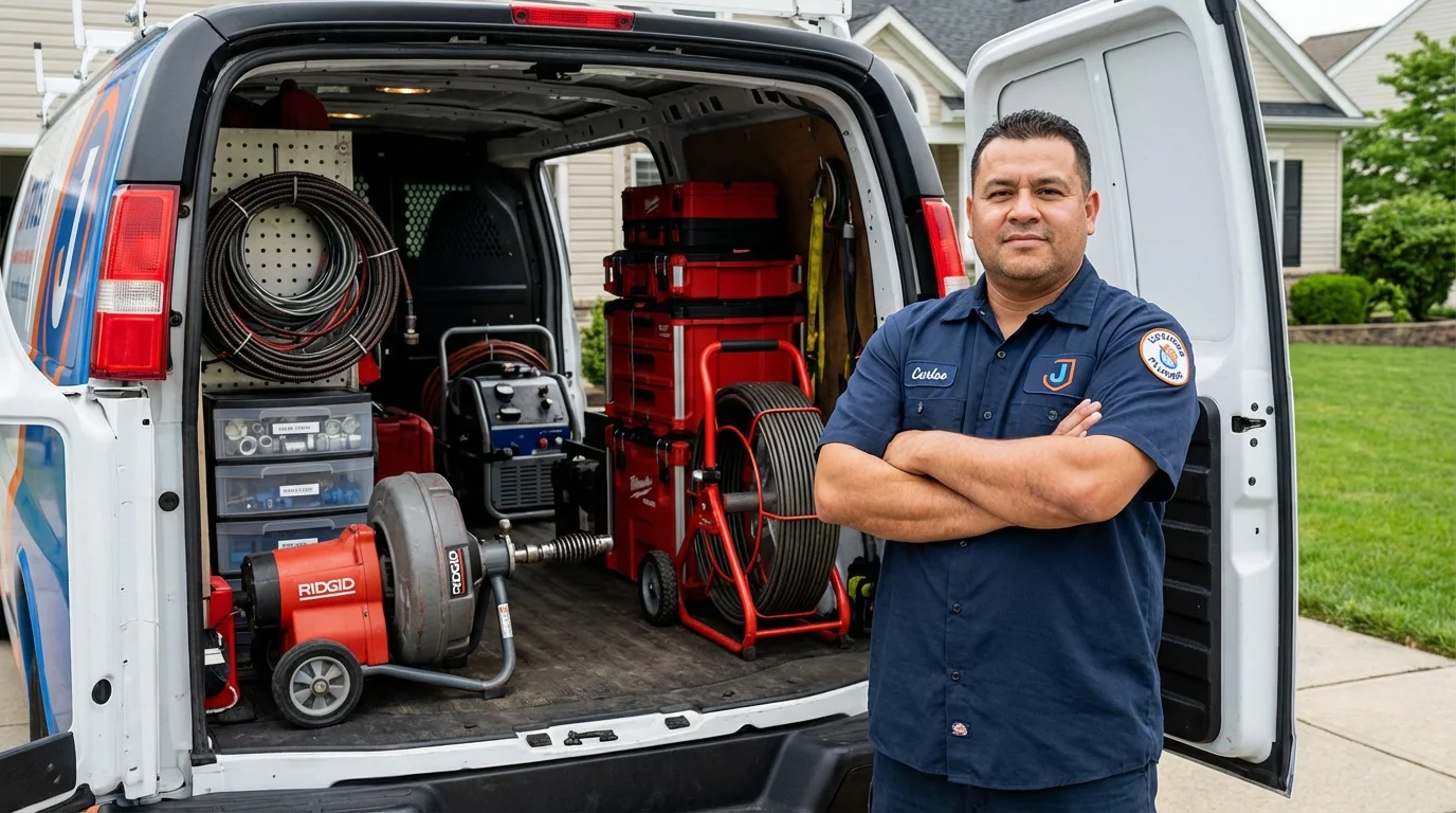 Professional drain cleaning equipment and Johns Plumbing LLC plumber in New Britain