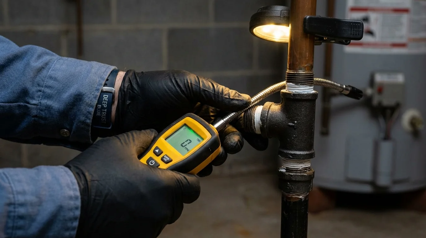 Gas leak detection with electronic sniffer by Johns Plumbing LLC in New Britain